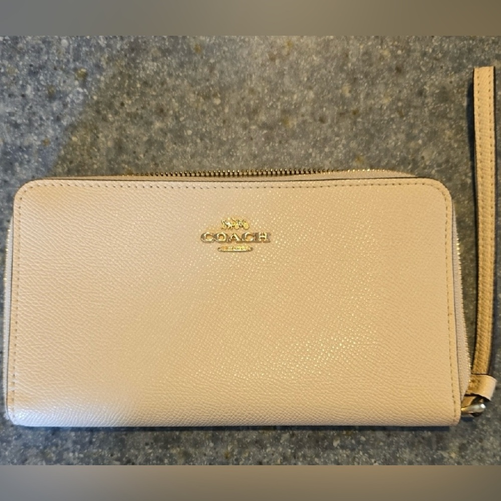 Coach Cream Clutch with Gold Accents